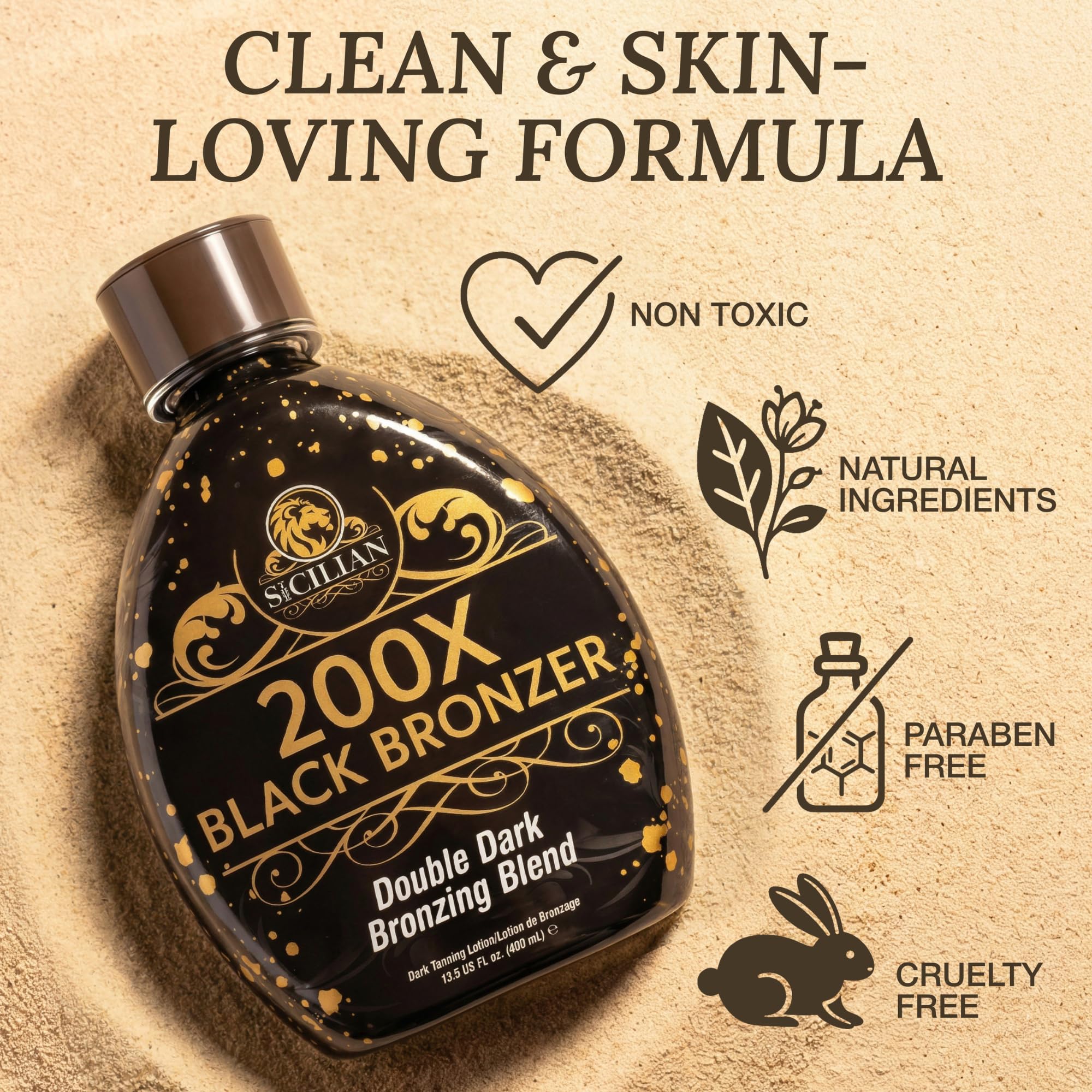 Amazon.com: The Sicilian 200X Dark Black Bronzer Tanning Lotion